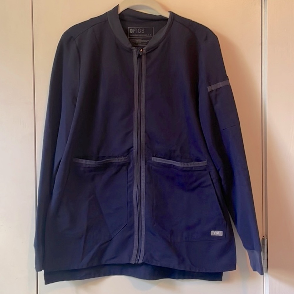 Figs navy blue scrub zip up jacket size small